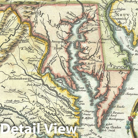 Historic Map : The Chesapeake Bay and Surrounding States, Bellin, 1757, Vintage Wall Art