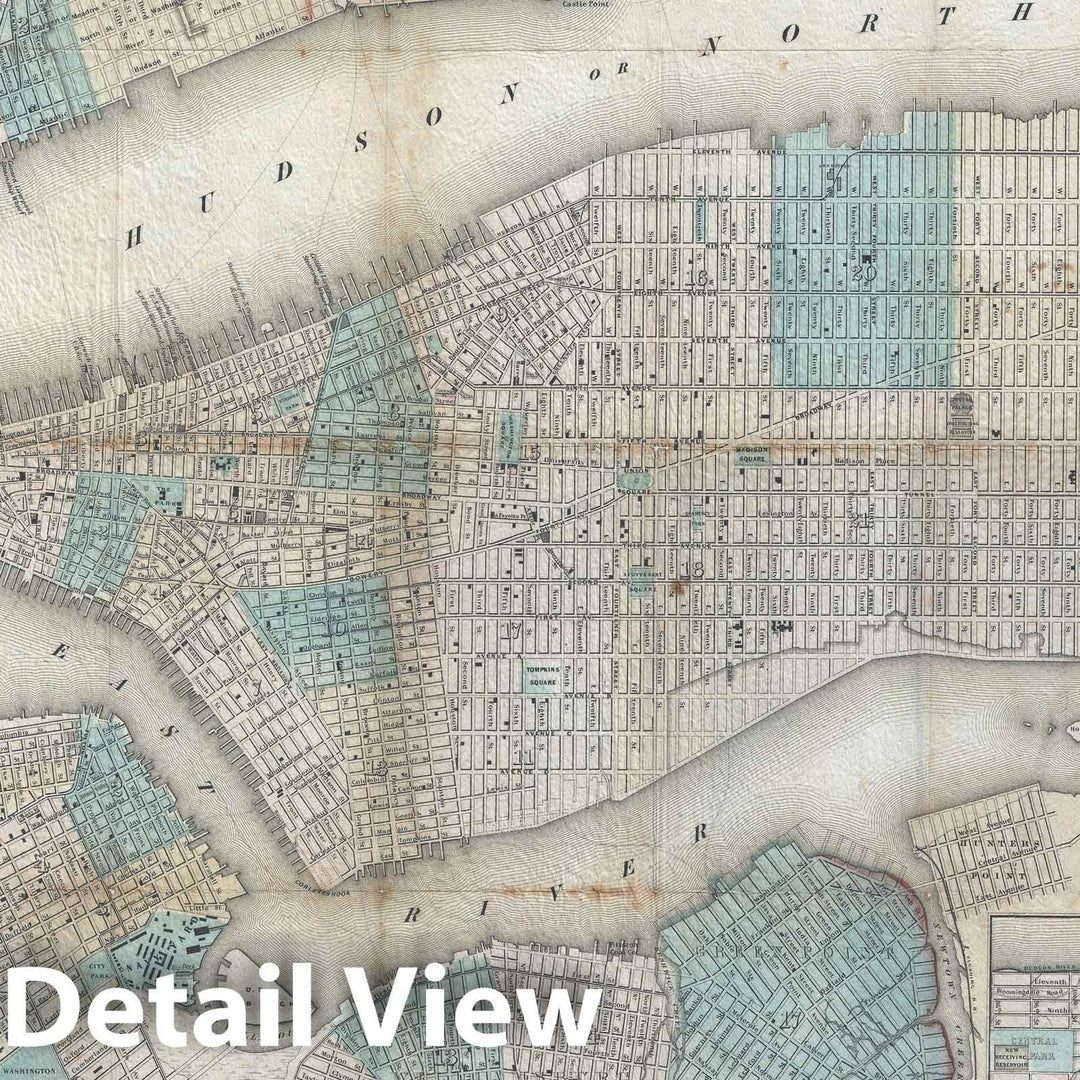 Historic Map : New York City and Brooklyn "first edtion", Colton, 1855, Vintage Wall Art