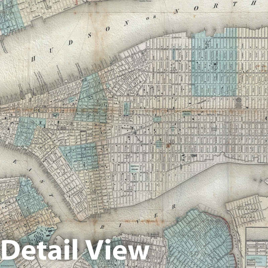 Historic Map : New York City and Brooklyn "first edtion", Colton, 1855, Vintage Wall Art