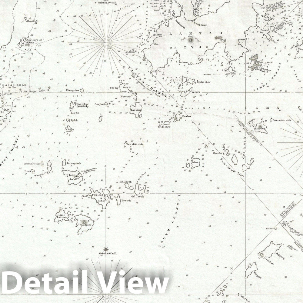 Historic Map : Nautical Chart Hong Kong "First Opium War", Ross or, 1840, Vintage Wall Art