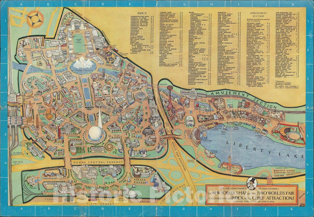 Historic Map : Rose Pictorial Map of The 1940 New York World's Fair, 1940, Vintage Wall Art