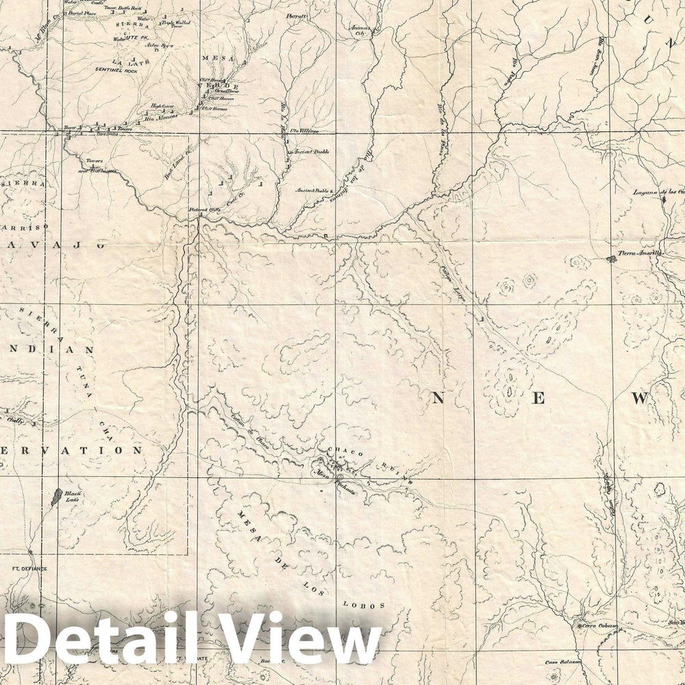 Historic Map : Ancient Native American Ruins in The American Southwest, Owen, 1876, Vintage Wall Art