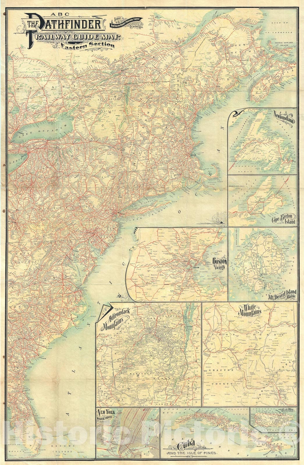 Historic Map : The Eastern United States, Railroad, 1901 v2, Vintage Wall Art