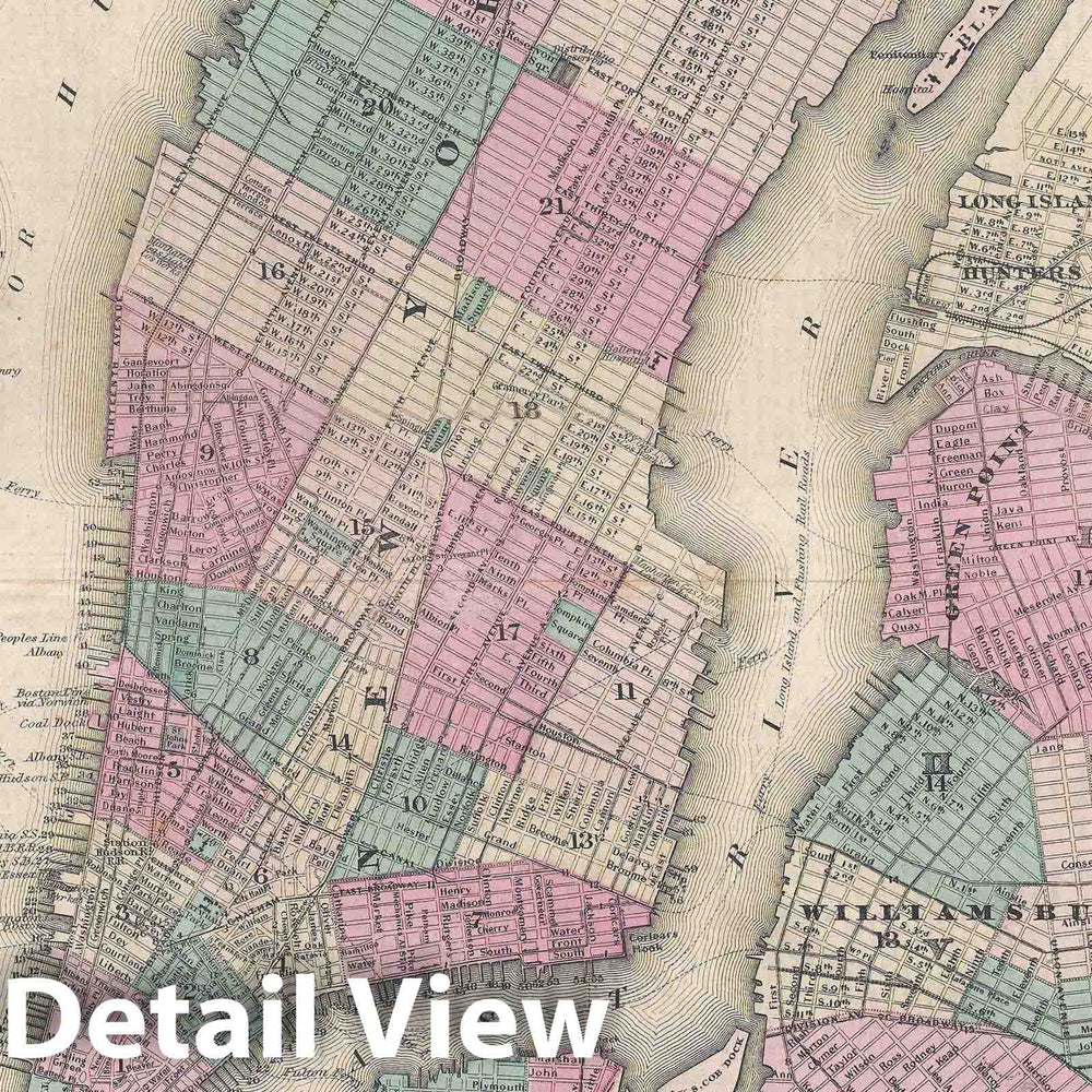 Historic Map : New York City and Brooklyn, Colton, 1867 v3, Vintage Wall Art