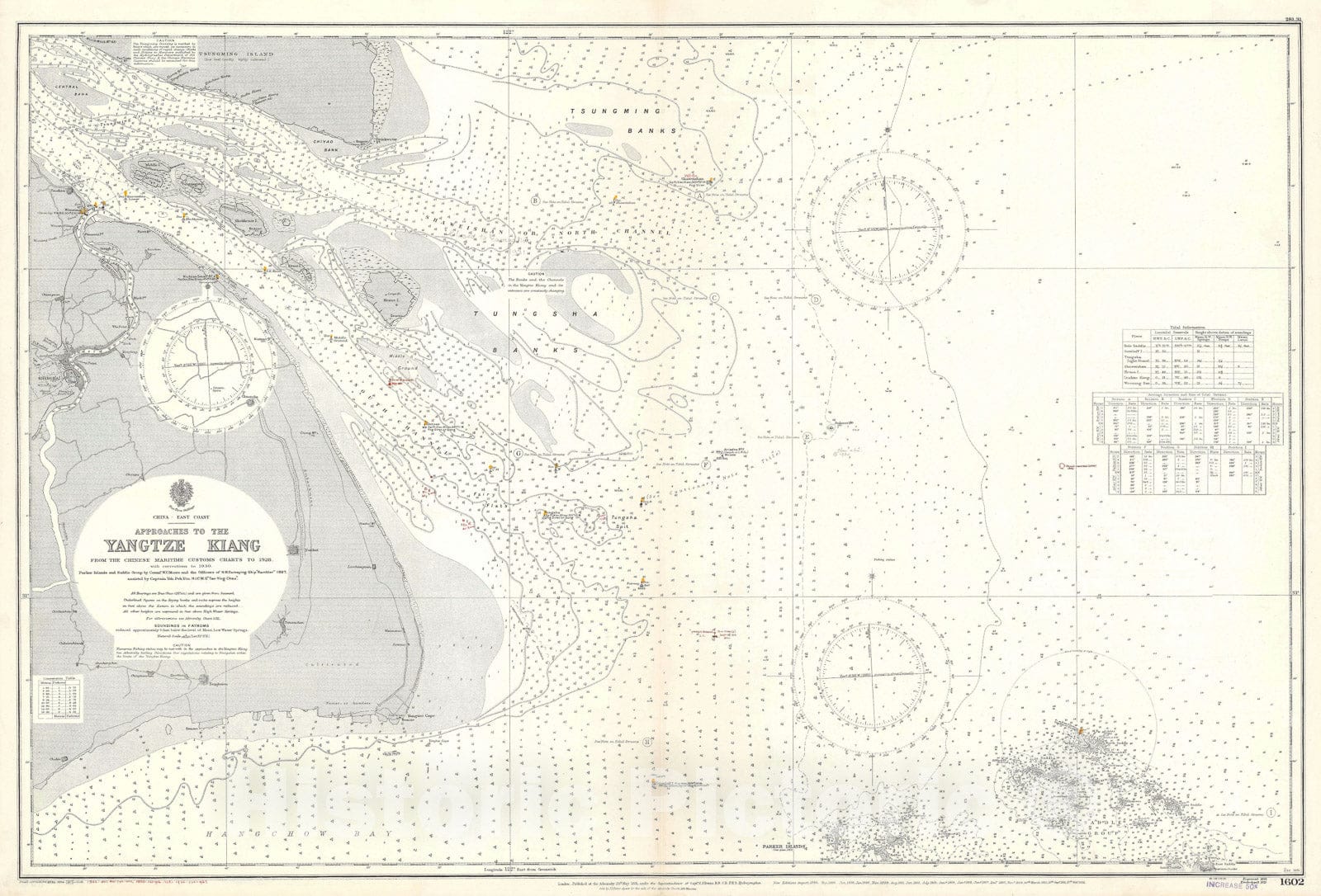 Historic Map : Nautical Chart Approaches to The Yangtze River, 1931, Vintage Wall Art