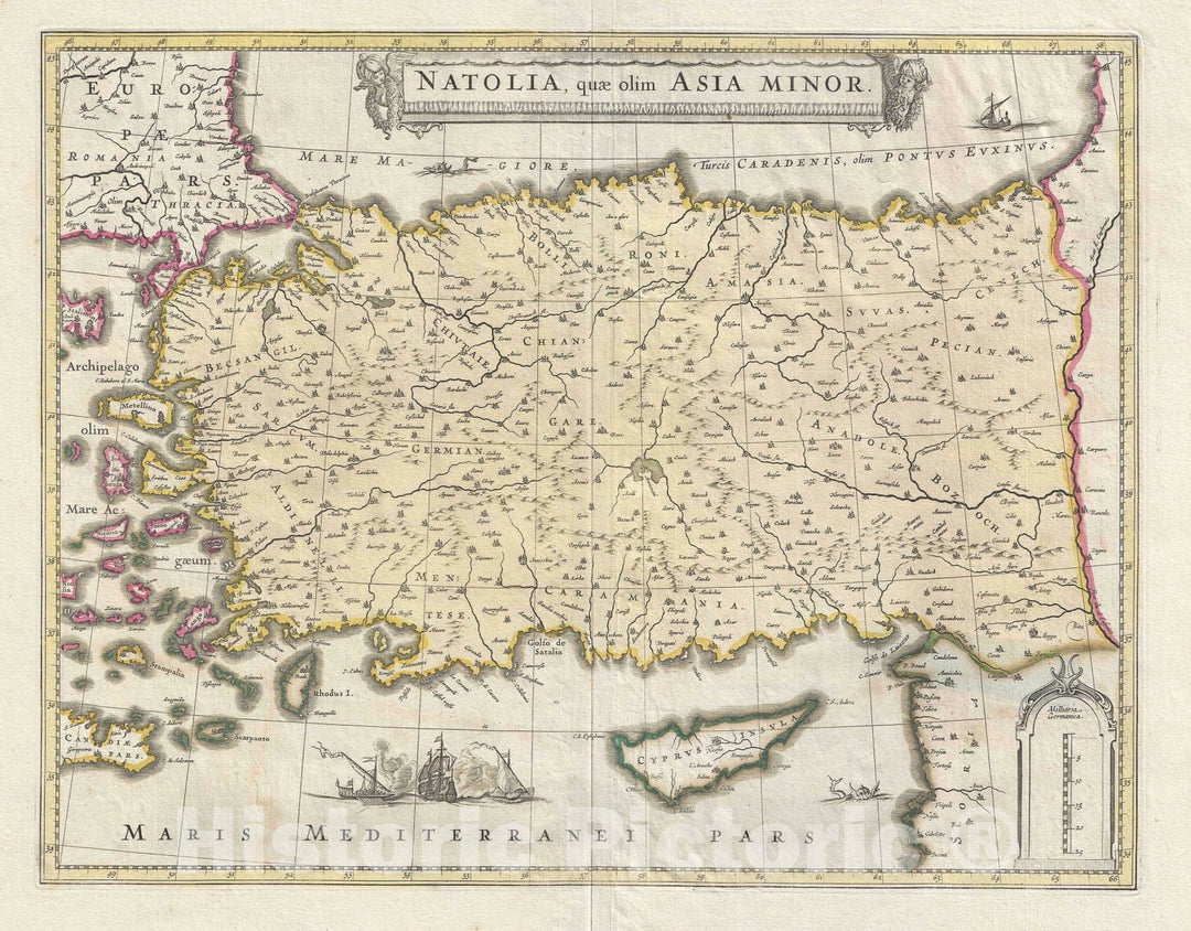 Historic Map : Turkey or Asia Minor, Schenk and Valk, 1708, Vintage Wall Art