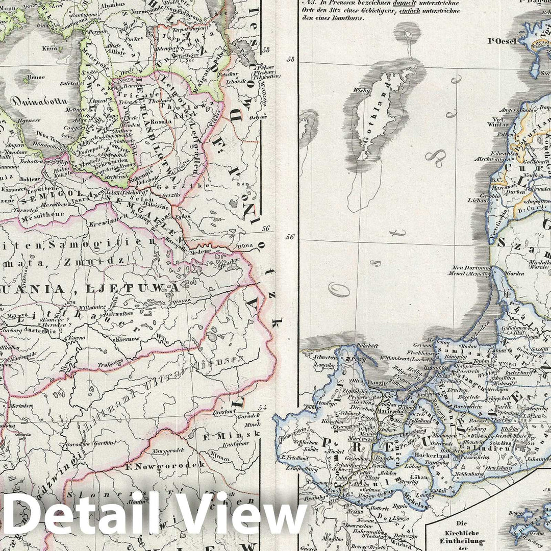 Historic Map : Poland, Lithuania, Prussia, and Livonia, Spruner, 1854, Vintage Wall Art