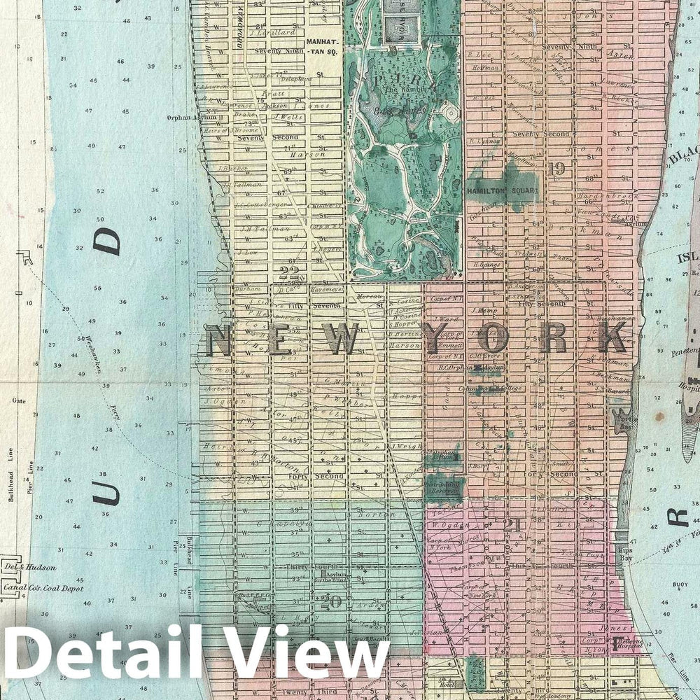 Historic Map : New York City, Dripps, 1864, Vintage Wall Art