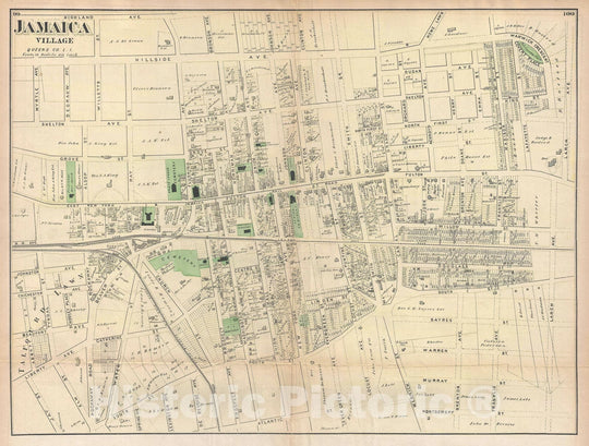 Historic Map : Jamaica Village, Queens, New York City, Beers, 1873, Vintage Wall Art