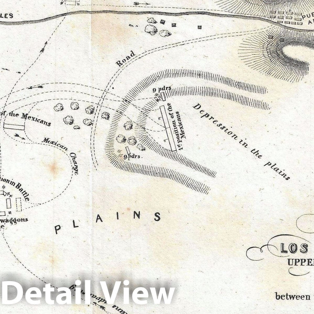 Historic Map : The Battle of Los Angeles during The Mexican War in Pasadena, Emory, 1847, Vintage Wall Art