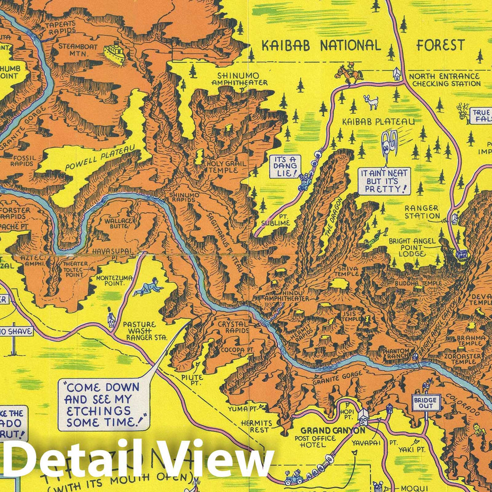 Historic Map : Pictorial Map of Grand Canyon National Park, Lindgren, 1940, Vintage Wall Art