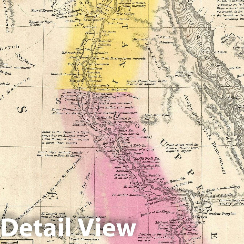 Historic Map : Egypt, Mitchell, 1854, Vintage Wall Art