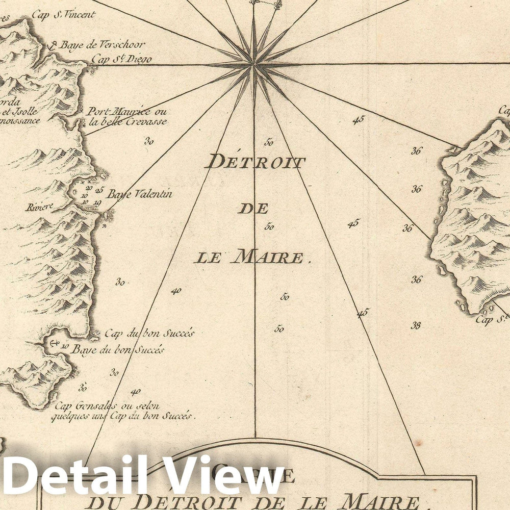 Historic Map : The Le Maire Strait, Argentina, Bellin, 1753, Vintage Wall Art