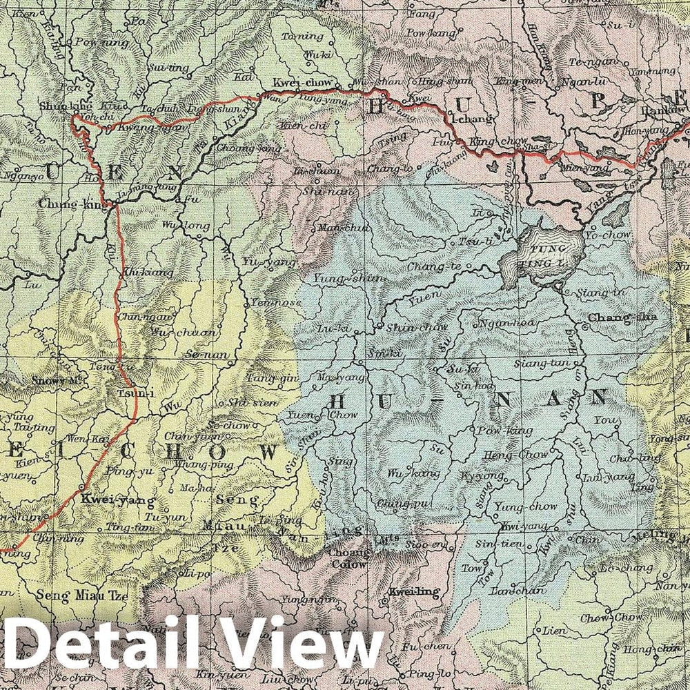 Historic Map : Central and Southern China, Johnston, 1879, Vintage Wall Art