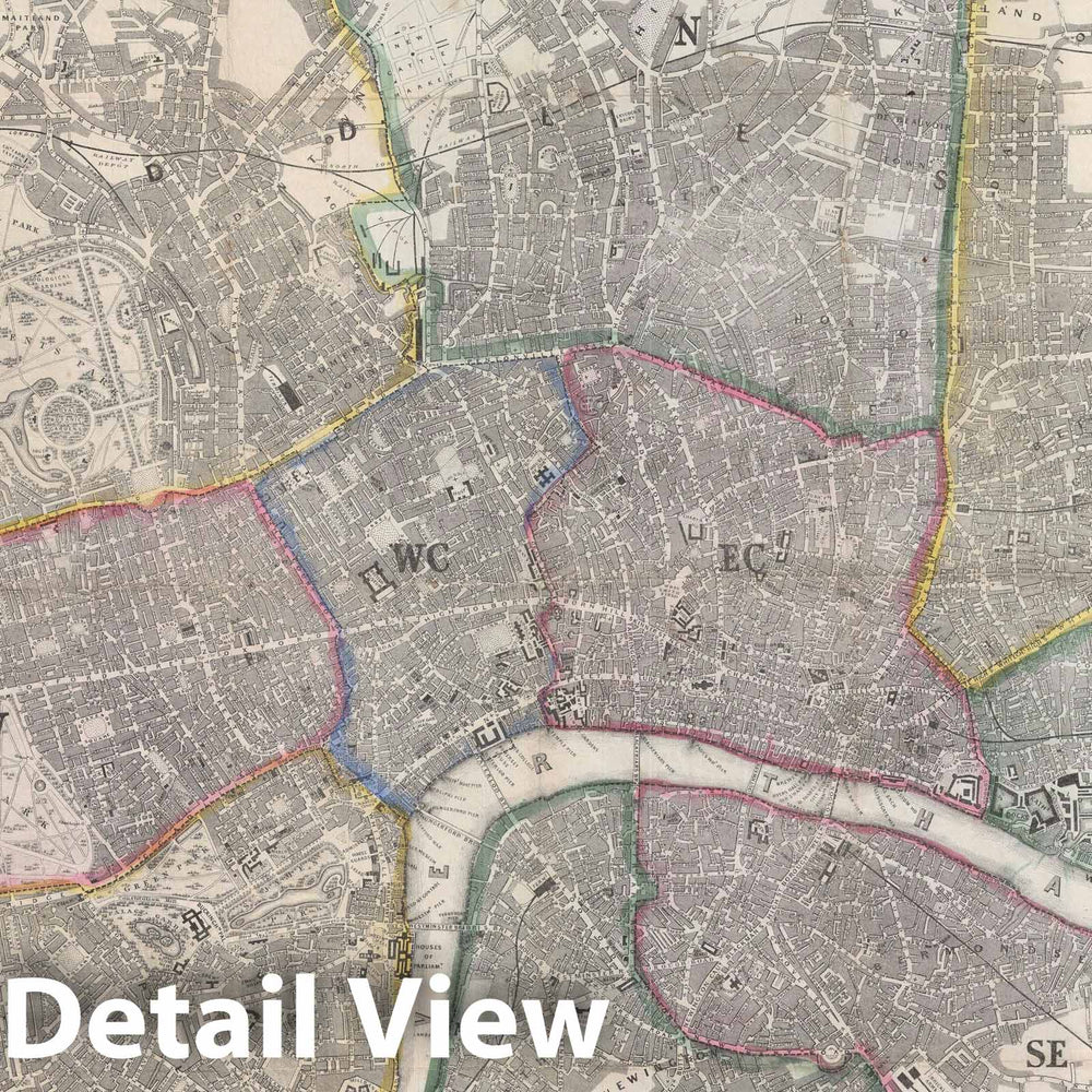 Historic Map : London, England, Collins, 1858, Vintage Wall Art