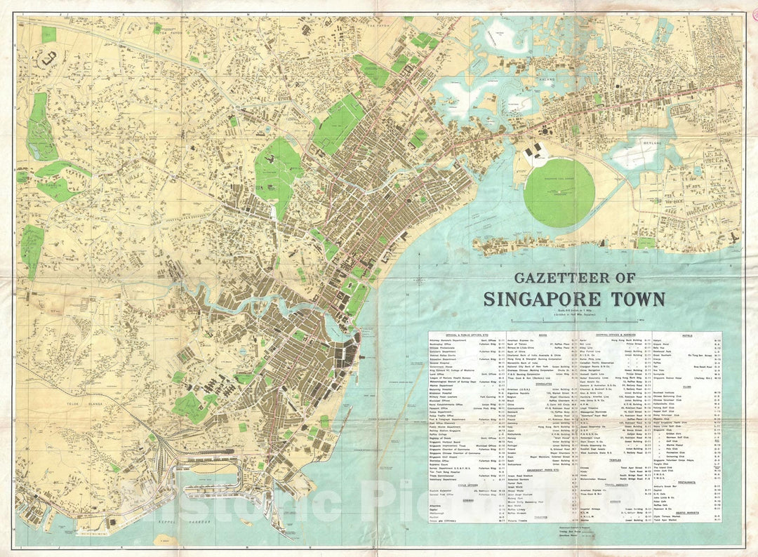 Historic Map : Plan of Singapore, F.M.S., 1938, Vintage Wall Art