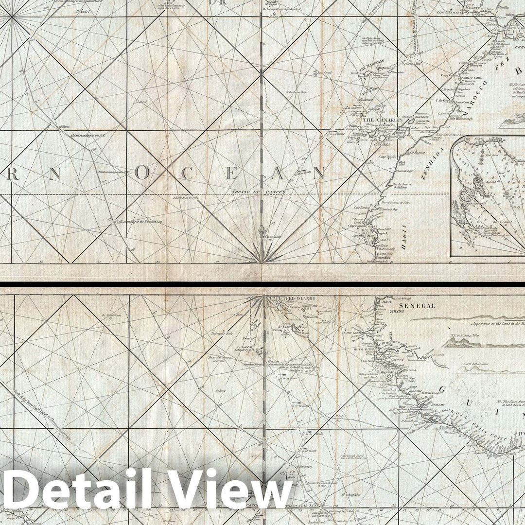 Historic Map : Nautical Chart The Atlantic Ocean, Laurie and Whittle, 1802, Vintage Wall Art