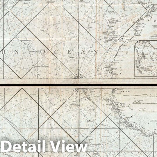 Historic Map : Nautical Chart The Atlantic Ocean, Laurie and Whittle, 1802, Vintage Wall Art