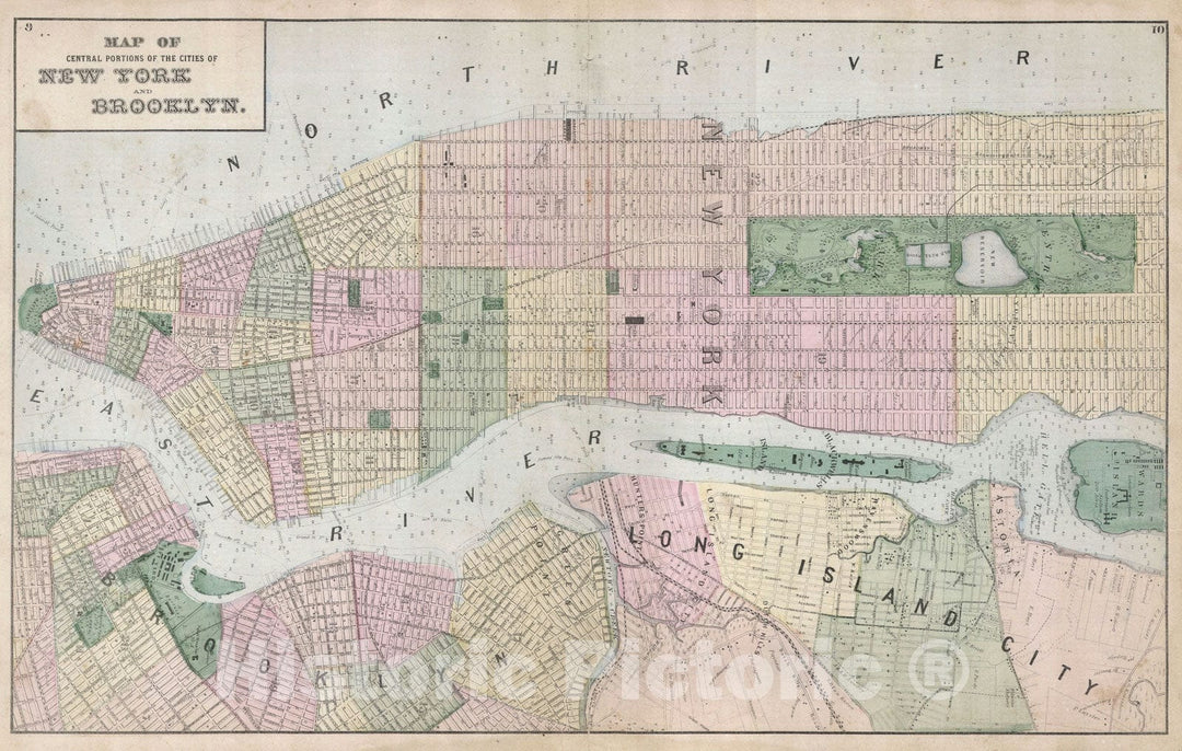 Historic Map : New York City, Beers, 1873, Vintage Wall Art