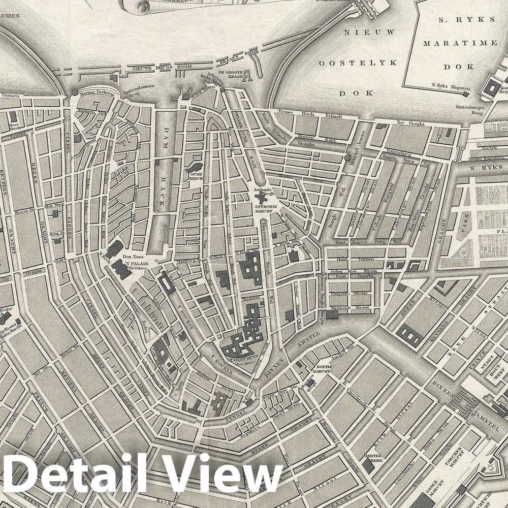 Historic Map : Amsterdam, Netherlands, S.D.U.K, 1835, Vintage Wall Art