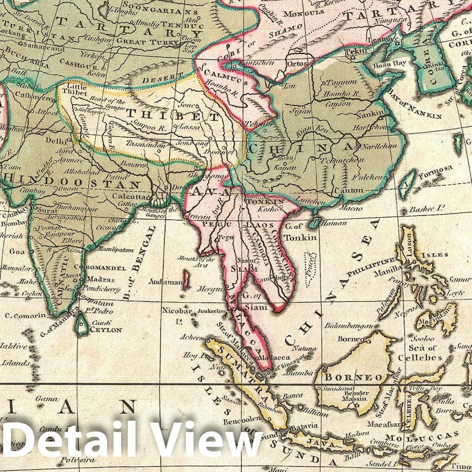 Historic Map : Asia and Australia, Wilkinson, 1794, Vintage Wall Art