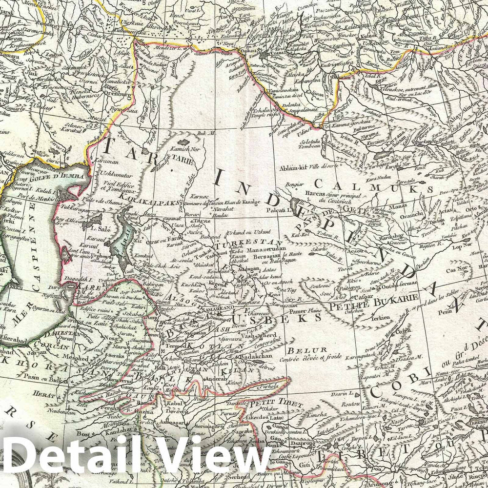 Historic Map : Central Asia, Bonne, 1771, Vintage Wall Art