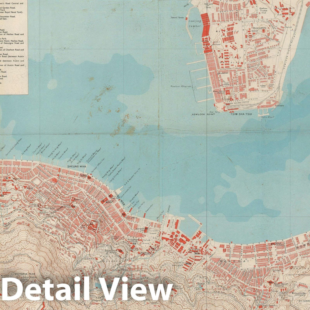 Historic Map : General Staff War Office Map of Victoria, Hong Kong, 1945, Vintage Wall Art