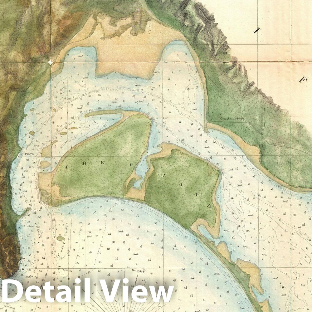 Historic Map : San Diego Bay, California, U.S.C.S., 1857, Vintage Wall Art