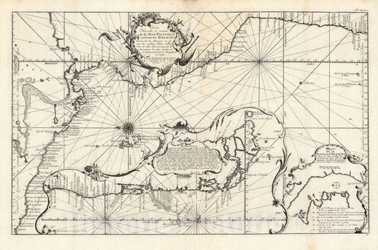 Historic Map : The Pacific Coast of Mexico, Central and South America, Bellin, 1744, Vintage Wall Art