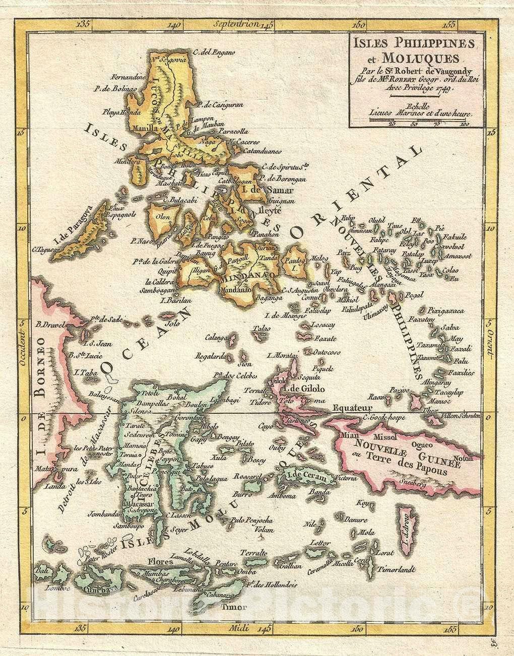 Historic Map : The Philippine Islands, Vaugondy, 1749, Vintage Wall Art