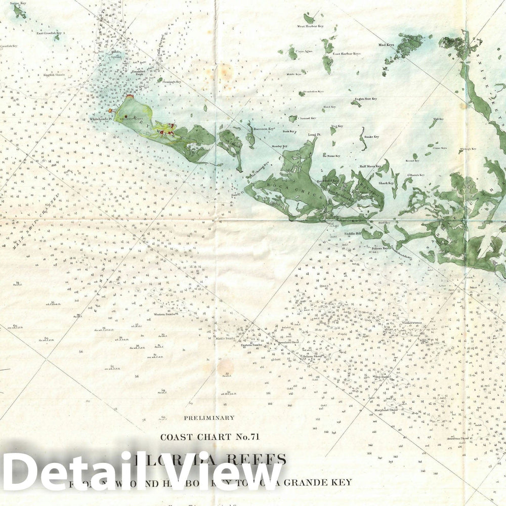 Historic Map : Nautical Chart Florida Keys and Key West, U.S. Coast Survey, 1859 v2, Vintage Wall Art