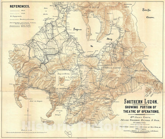 Historic Map : Southern Luzon, The Philippines - Philippine-American War, Otis, 1900, Vintage Wall Art