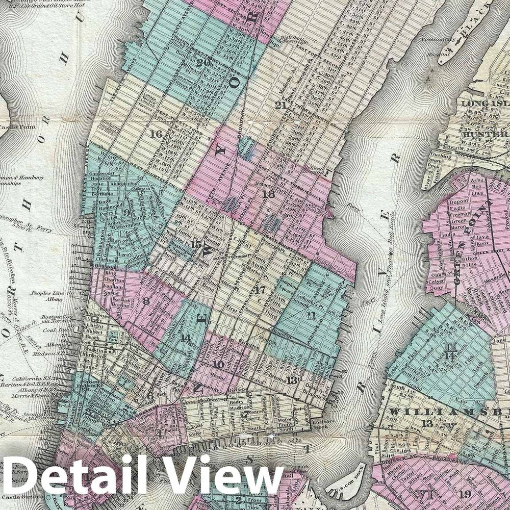 Historic Map : New York City and Brooklyn, Colton, 1867 v1, Vintage Wall Art