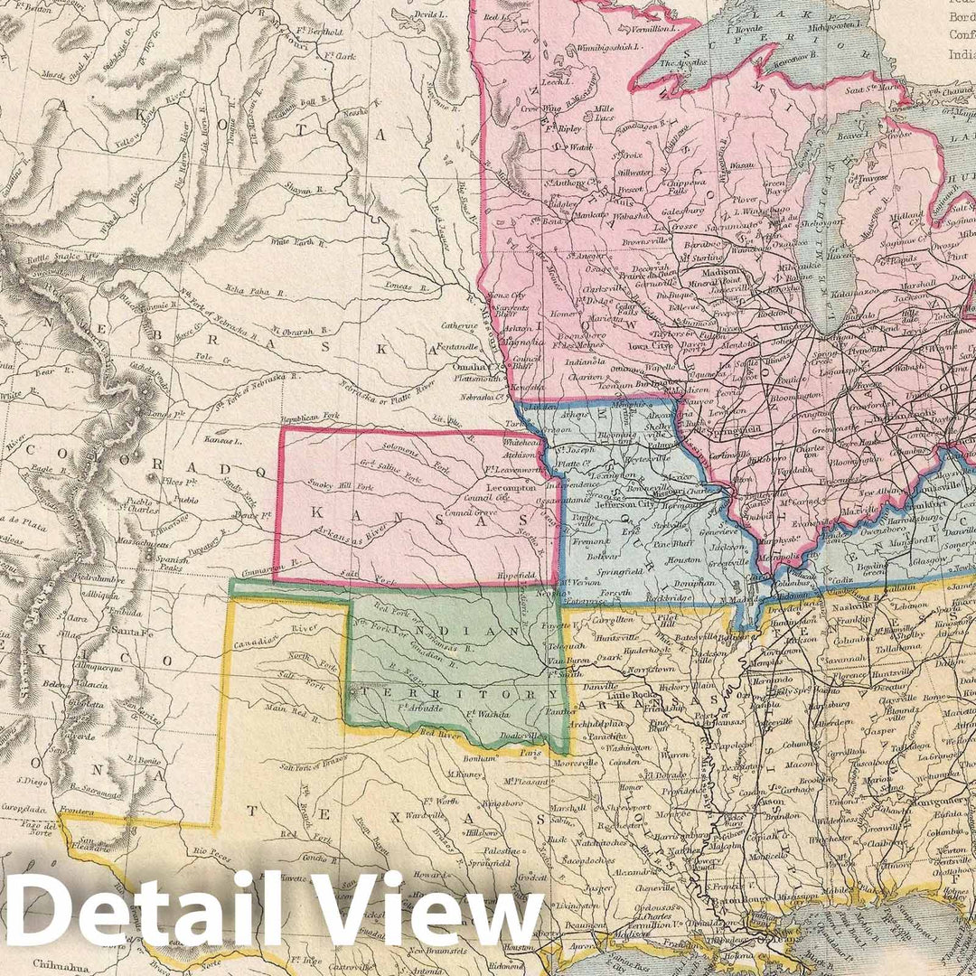 Historic Map : The United States w/ Slaveholding States "Civil War, Shaffner, 1862, Vintage Wall Art