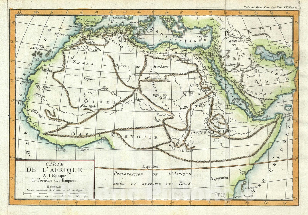 Historic Map : Africa during The Origin of Empires, Delisle de Sales, 1770, Vintage Wall Art