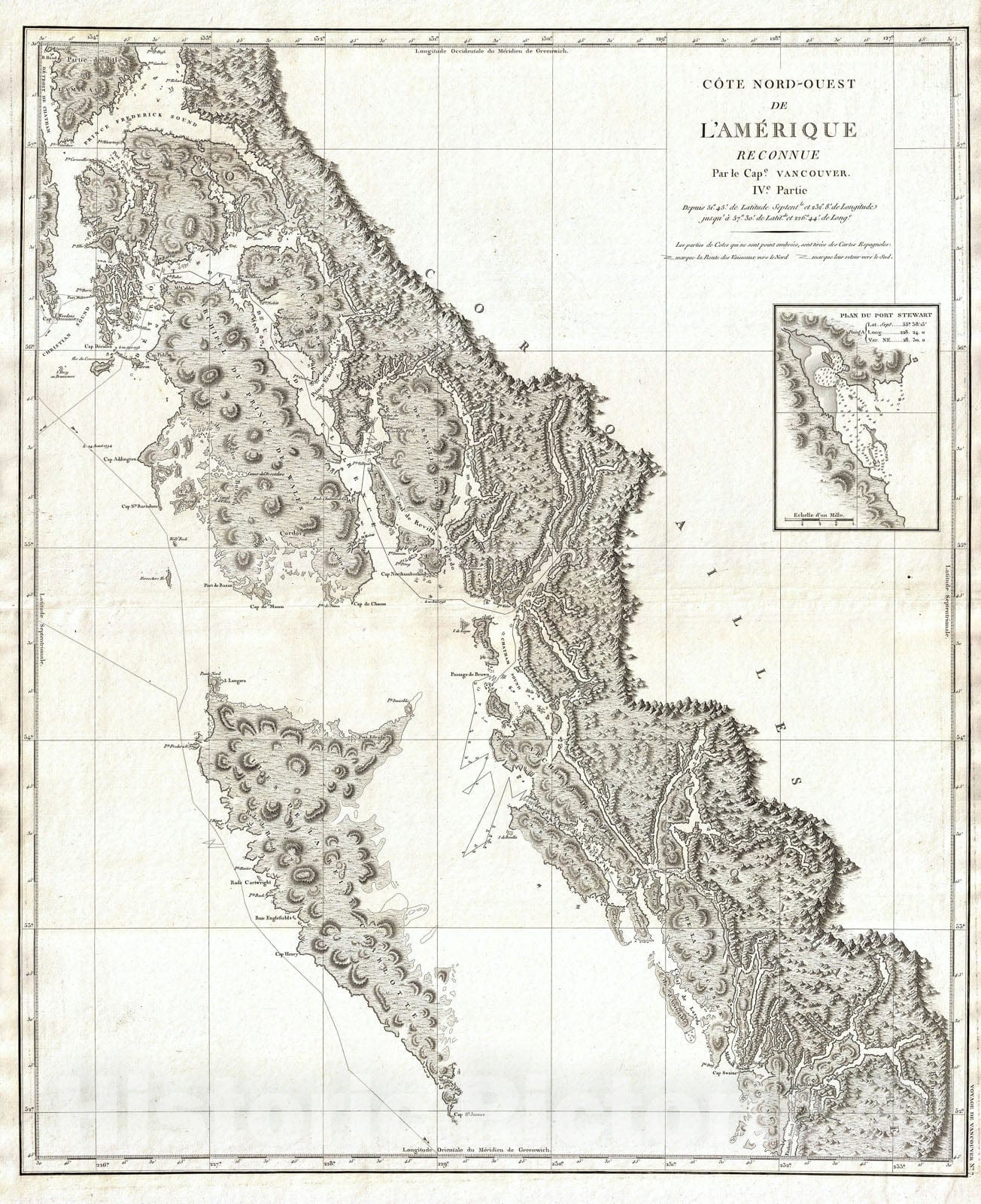 Historic Map : Southern Alaska and British Columbia, Vancouver, 1799, Vintage Wall Art