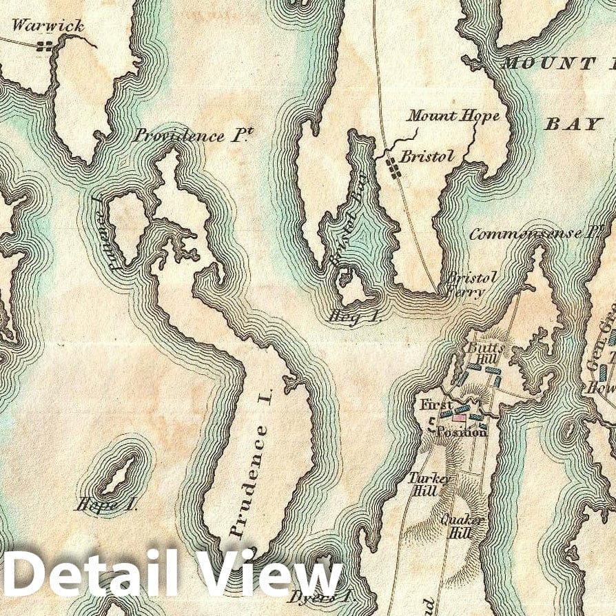 Historic Map : Narragansett Bay, Rhode Island: Providence, Newport, Marshall, 1832, Vintage Wall Art