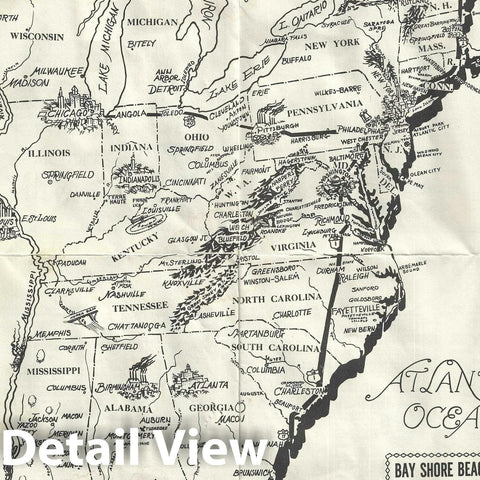 Historic Map : The Eastern United States, 1942, Vintage Wall Art