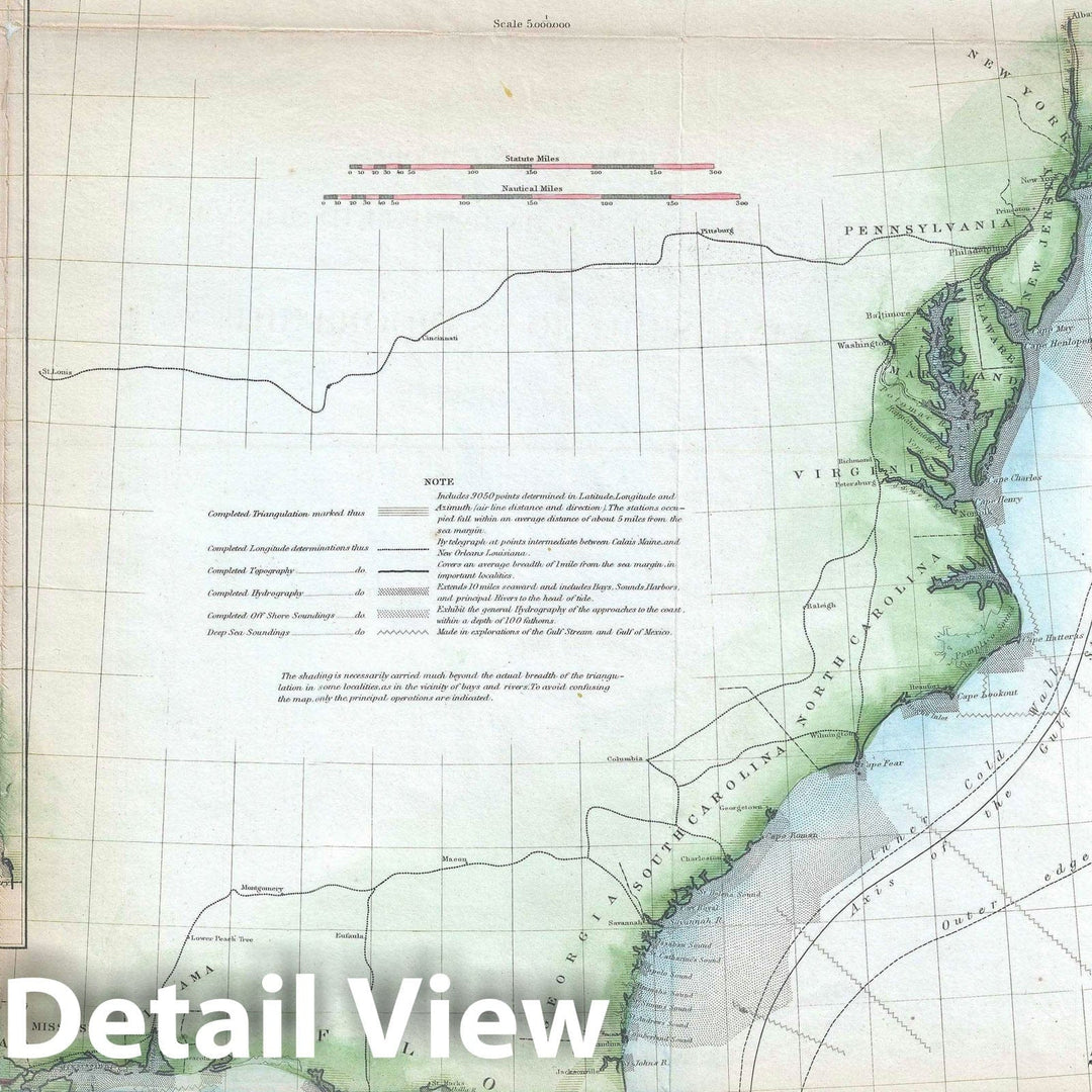 Historic Map : The Coast of The United States, U.S. Coast Survey, 1860, Vintage Wall Art