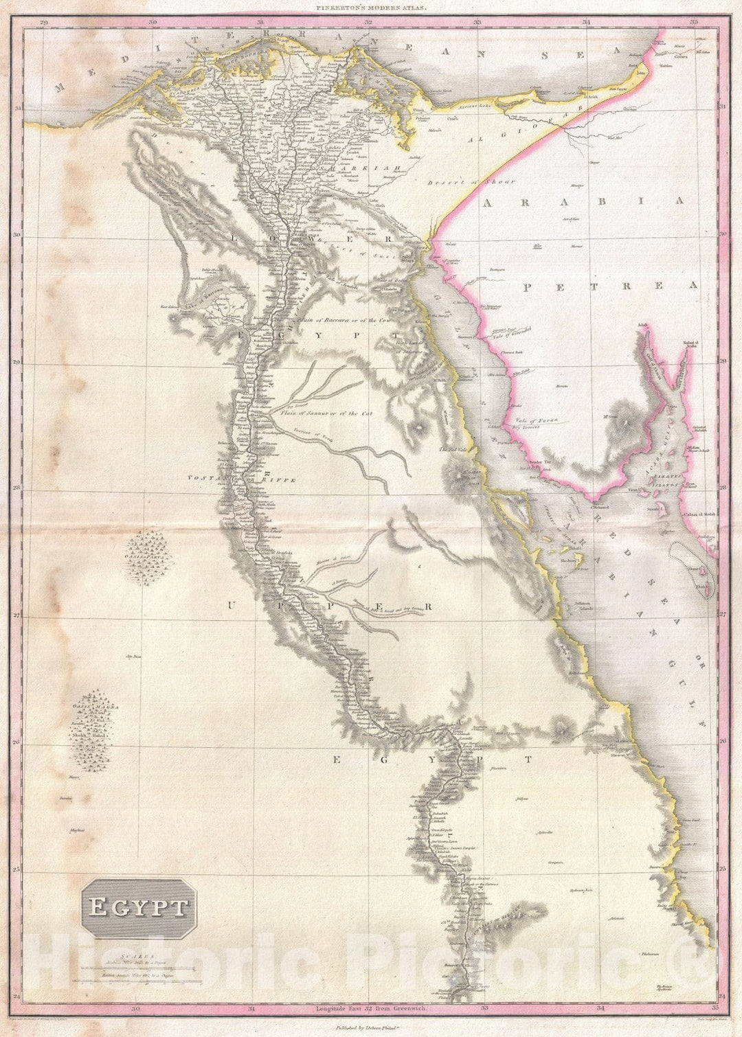 Historic Map : Egypt, Pinkerton, 1818, Vintage Wall Art