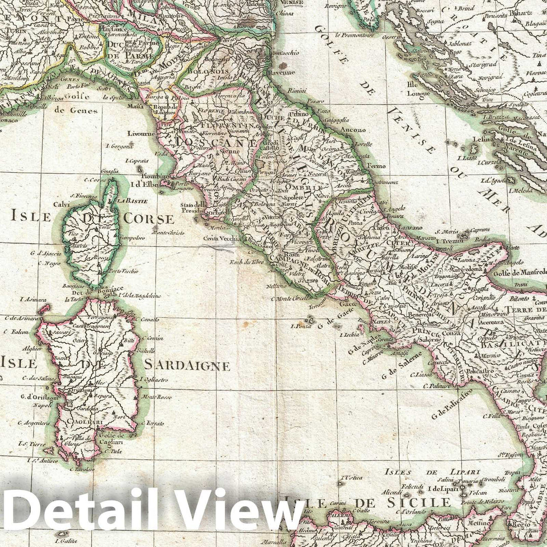 Historic Map : Italy, Janvier, 1770, Vintage Wall Art