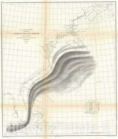 Historic Map : Nautical Chart Gulf Stream and The East Coast of The United States, U.S. Coast Survey, 1860, Vintage Wall Art