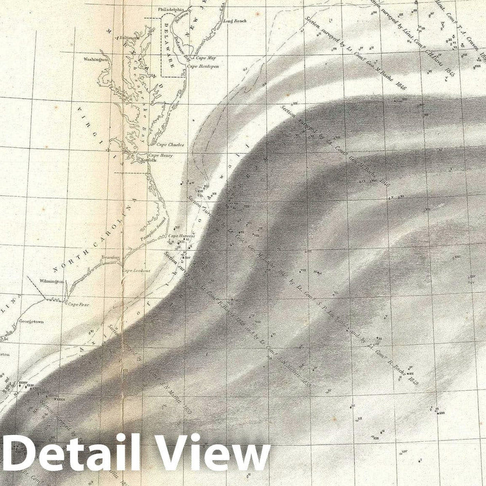 Historic Map : Nautical Chart Gulf Stream and The East Coast of The United States, U.S. Coast Survey, 1860, Vintage Wall Art