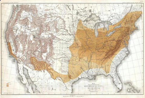 Historic Map : The United States Depicting Walnut Trees, Sargent Forestry, 1884, Vintage Wall Art