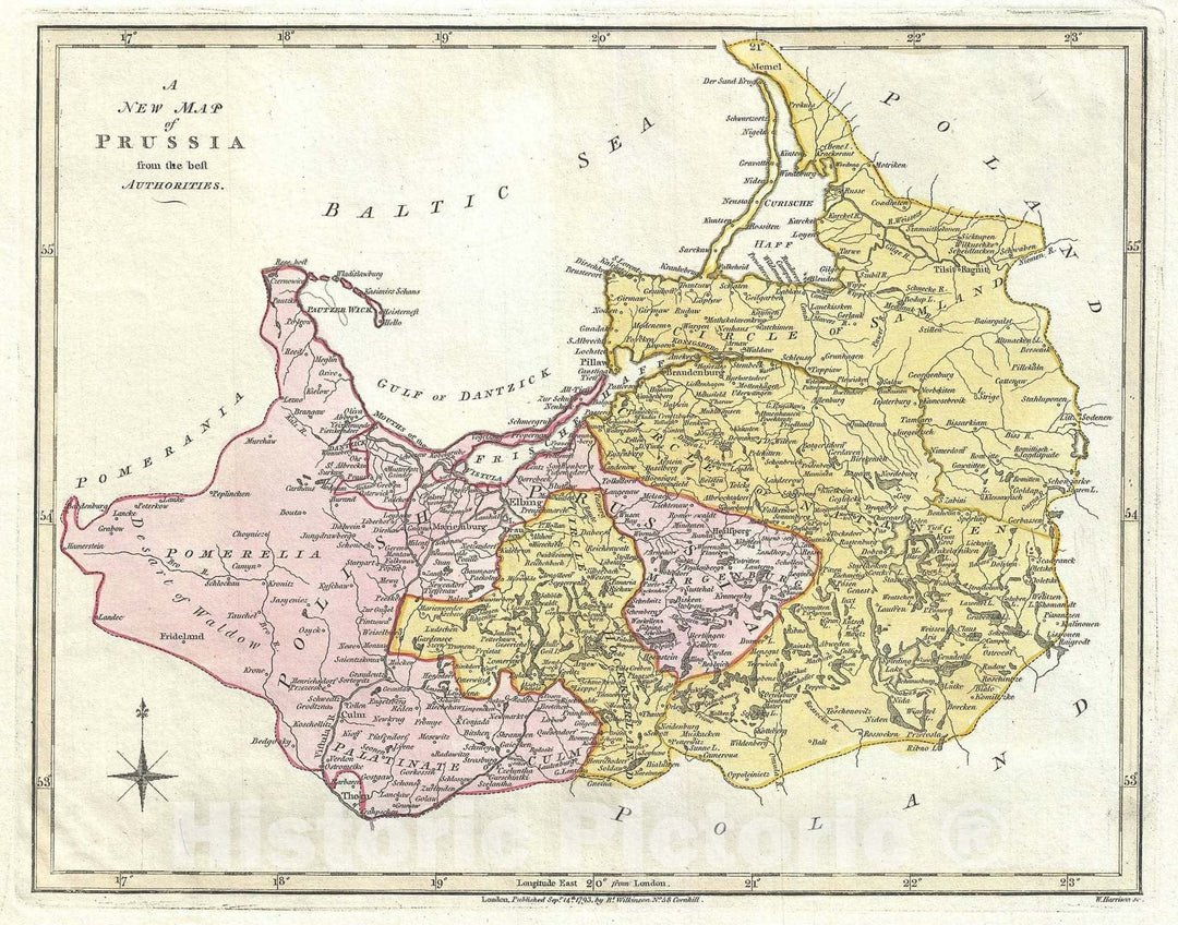 Historic Map : Prussia "Germany and Poland", Wilkinson, 1793, Vintage Wall Art