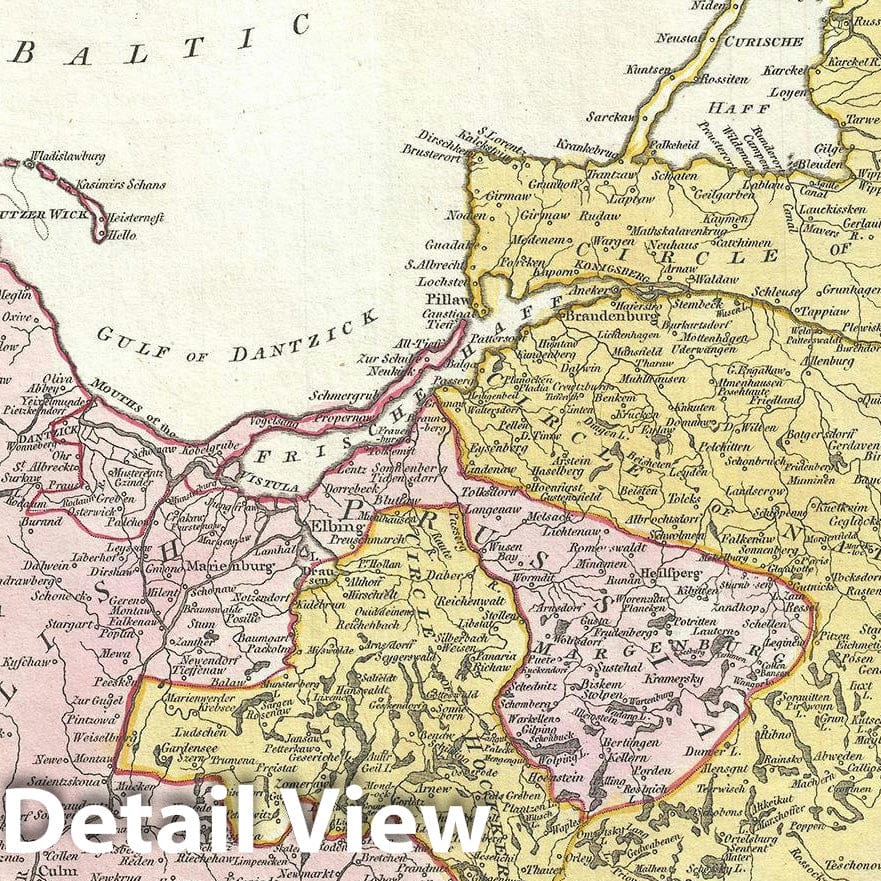 Historic Map : Prussia "Germany and Poland", Wilkinson, 1793, Vintage Wall Art