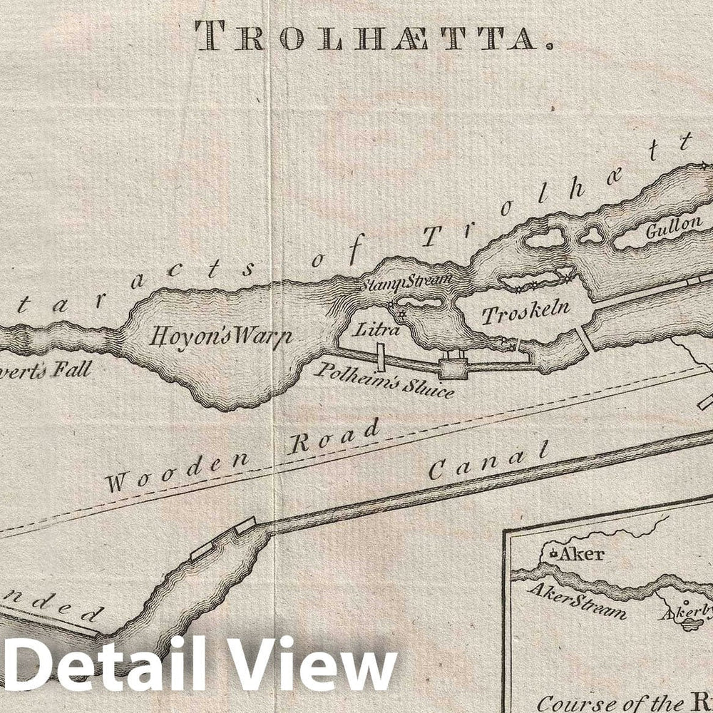 Historic Map : Plan of The Trolhaetta Canal, Sweden, Kitchen, 1784, Vintage Wall Art