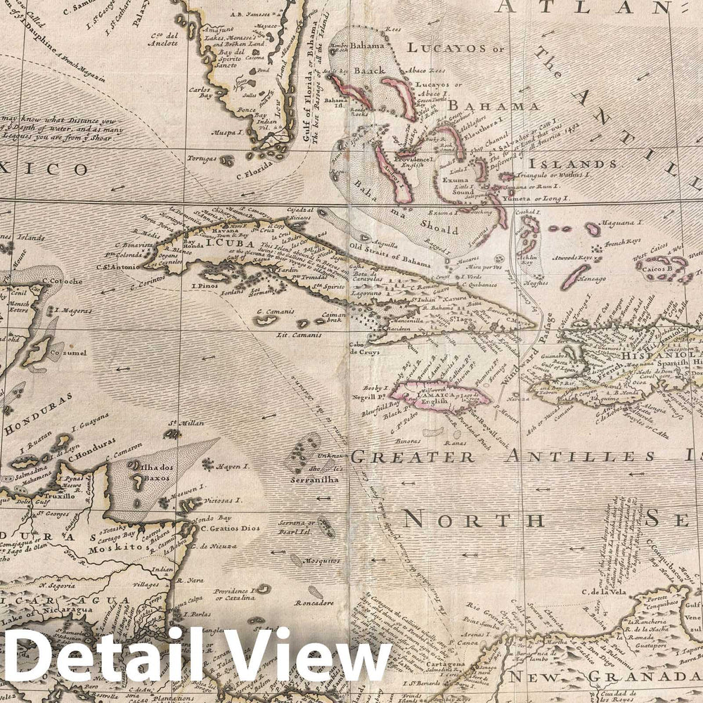 Historic Map : The West Indies, Florida, Mexico, and The Caribbean, Herman Moll, 1732, Vintage Wall Art