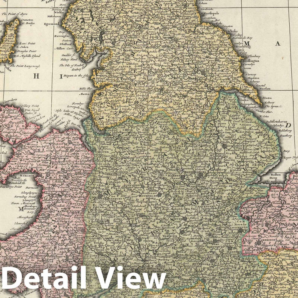 Historic Map : England and Wales, Valk, 1724, Vintage Wall Art