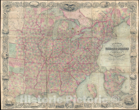 Historic Map : The United States, Smith and Colton, 1862, Vintage Wall Art